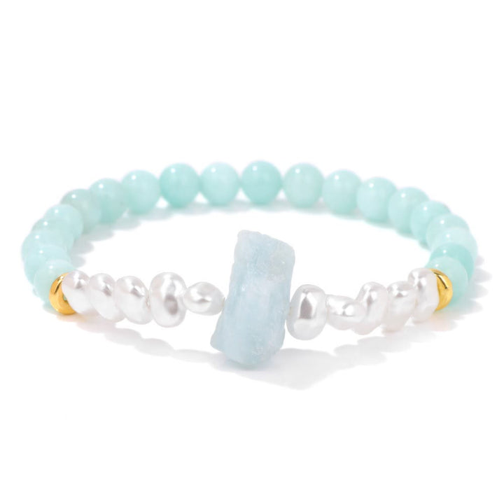 Armband für Damen | Natürliche Kristallperlen | Elastisch | Stilvoll-Amazonit-Luzern Mode
