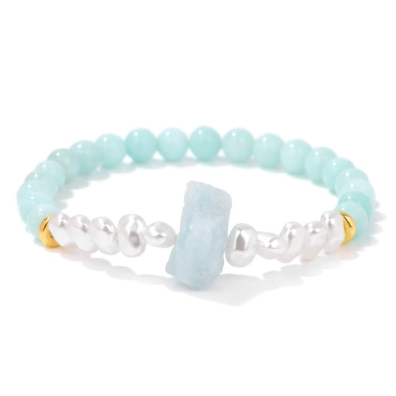 Armband für Damen | Natürliche Kristallperlen | Elastisch | Stilvoll-Amazonit-Luzern Mode