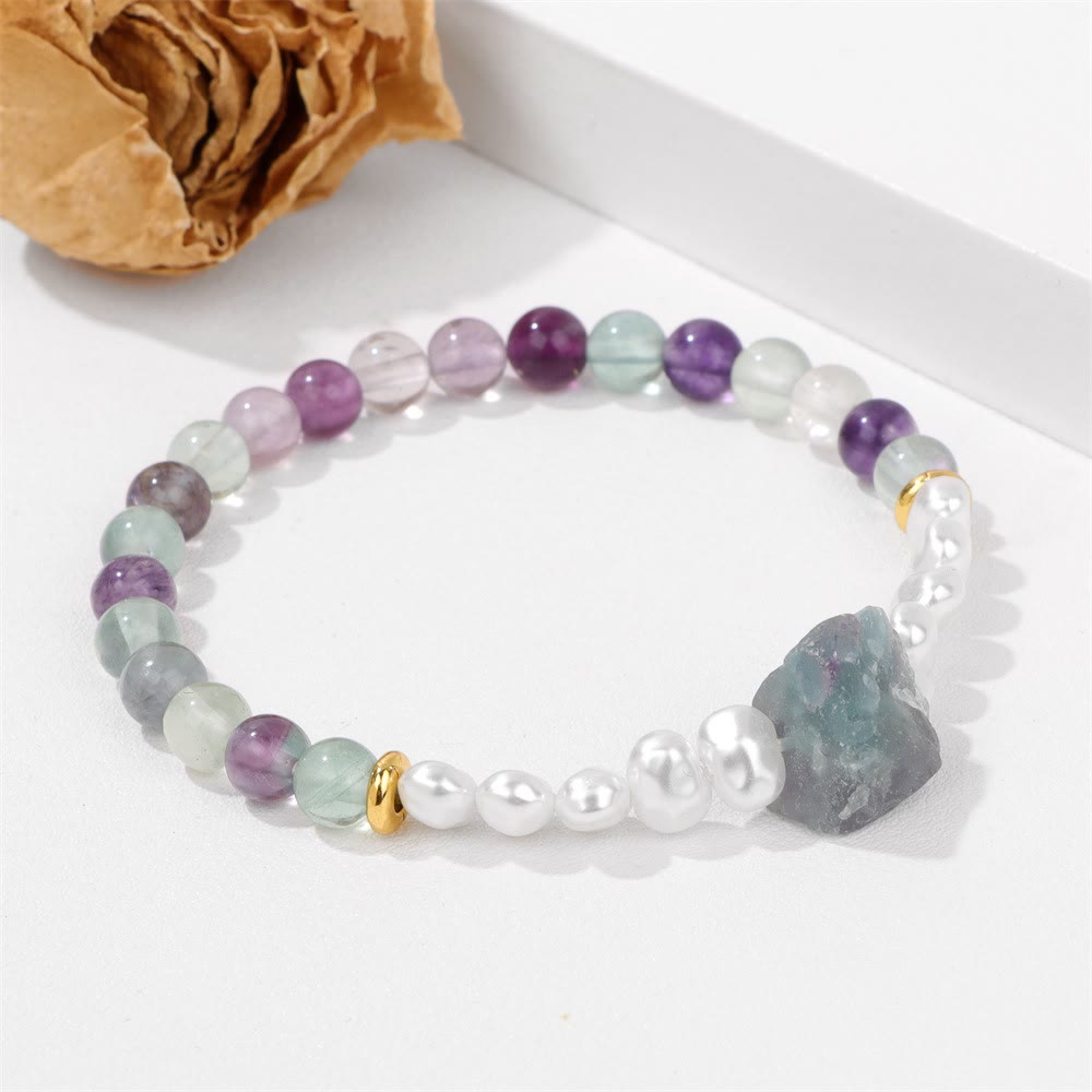 Armband für Damen | Natürliche Kristallperlen | Elastisch | Stilvoll-Luzern Mode