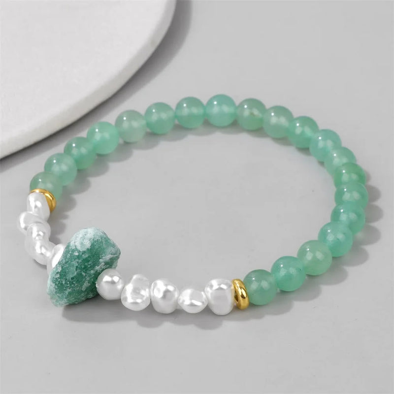 Armband für Damen | Natürliche Kristallperlen | Elastisch | Stilvoll-Luzern Mode