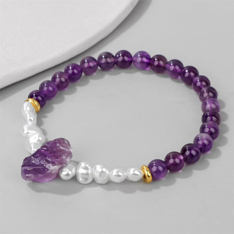 Armband für Damen | Natürliche Kristallperlen | Elastisch | Stilvoll-Luzern Mode