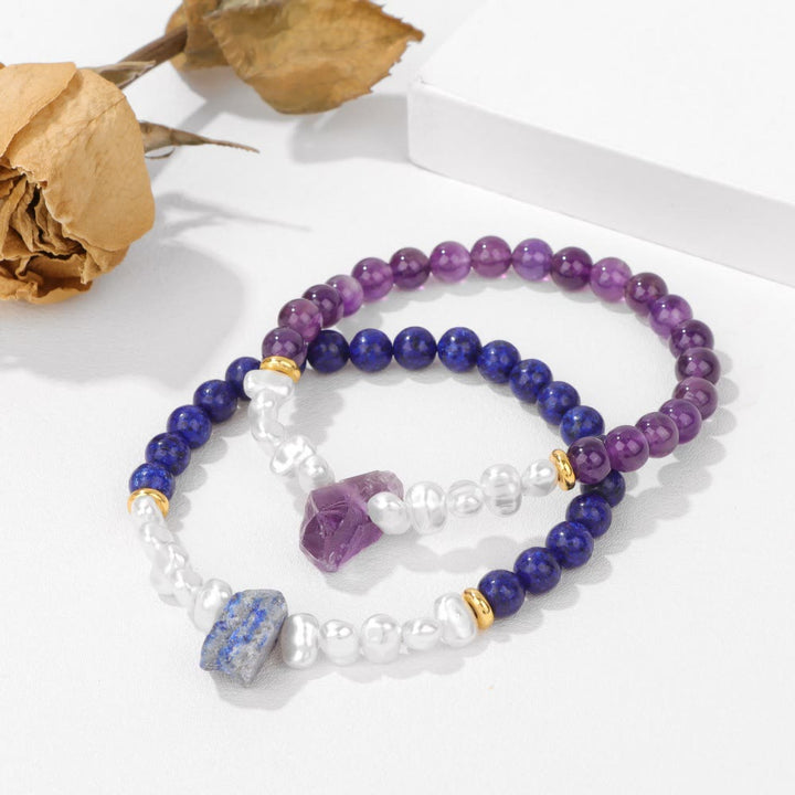 Armband für Damen | Natürliche Kristallperlen | Elastisch | Stilvoll-Luzern Mode
