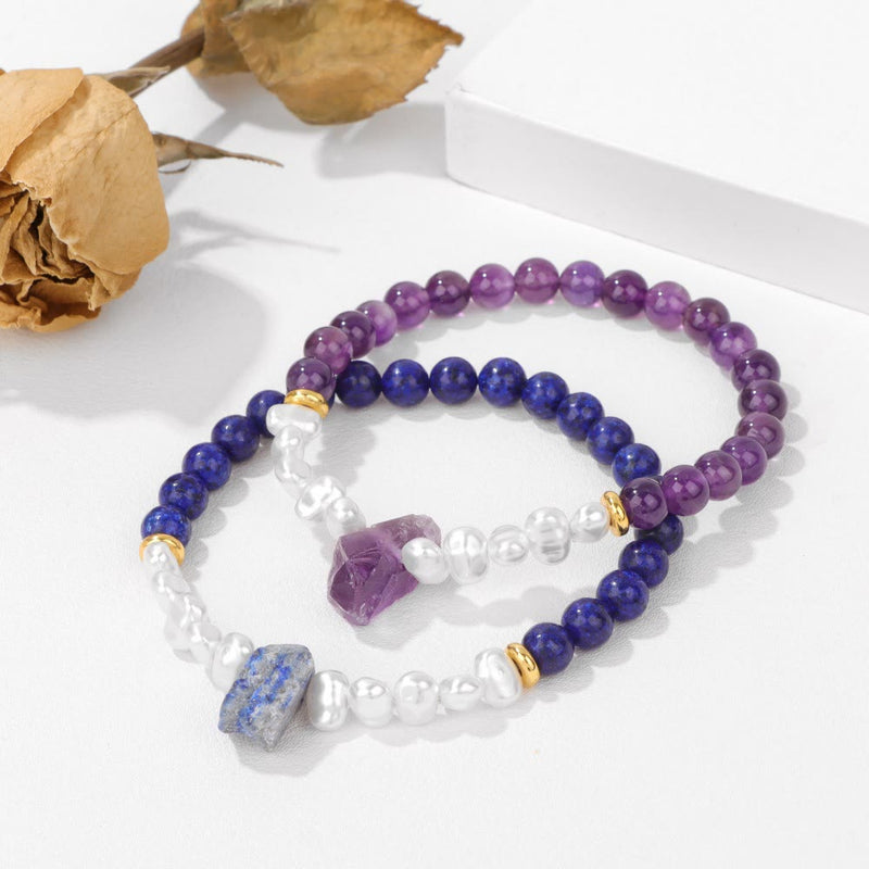 Armband für Damen | Natürliche Kristallperlen | Elastisch | Stilvoll-Luzern Mode