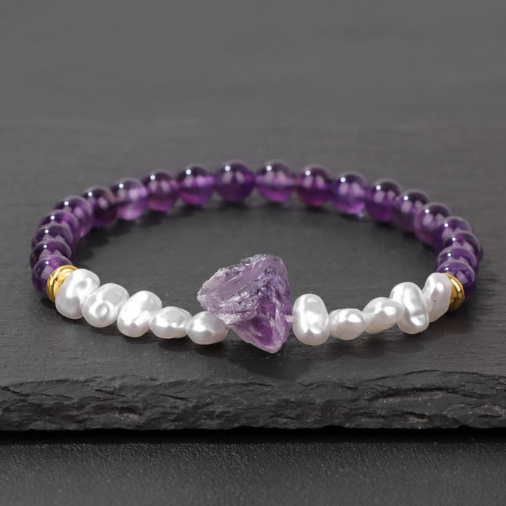 Armband für Damen | Natürliche Kristallperlen | Elastisch | Stilvoll-Luzern Mode