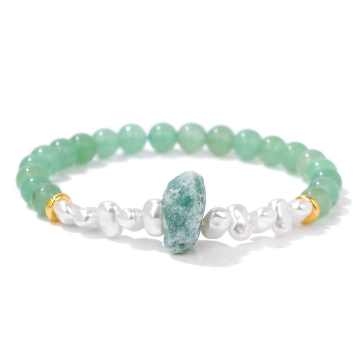 Armband für Damen | Natürliche Kristallperlen | Elastisch | Stilvoll-Grüner Aventurin-Luzern Mode
