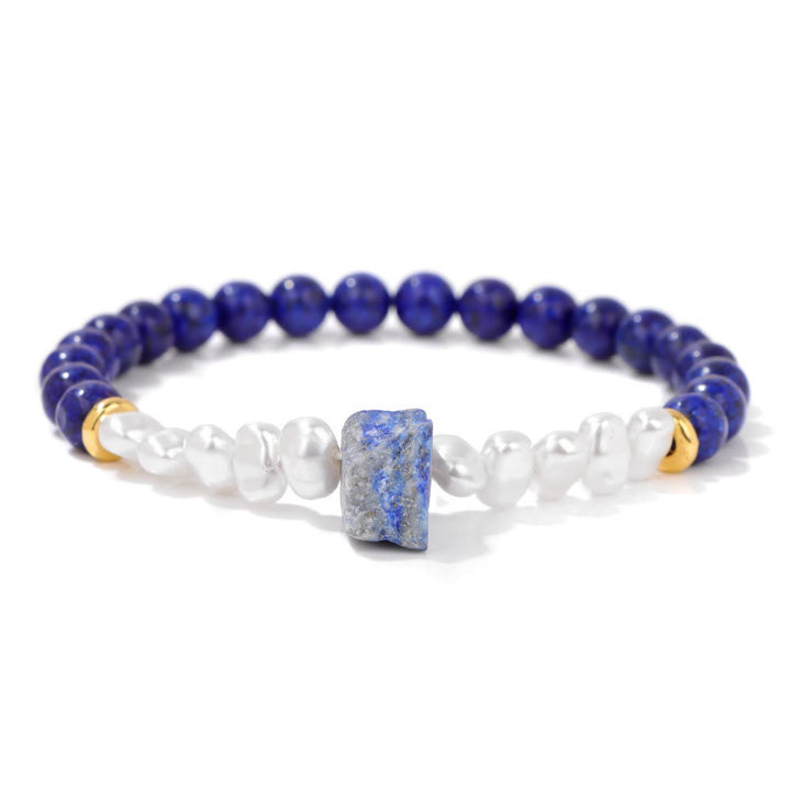 Armband für Damen | Natürliche Kristallperlen | Elastisch | Stilvoll-Lapislazuli-Luzern Mode