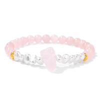 Armband für Damen | Natürliche Kristallperlen | Elastisch | Stilvoll-Rosenquarz-Luzern Mode