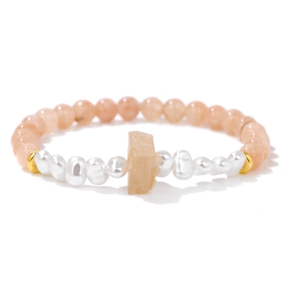 Armband für Damen | Natürliche Kristallperlen | Elastisch | Stilvoll-Sonnenstein-Luzern Mode