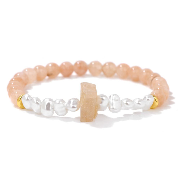 Armband für Damen | Natürliche Kristallperlen | Elastisch | Stilvoll-Sonnenstein-Luzern Mode