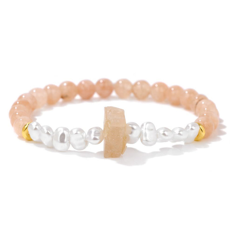 Armband für Damen | Natürliche Kristallperlen | Elastisch | Stilvoll-Sonnenstein-Luzern Mode