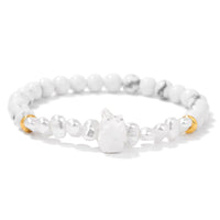 Armband für Damen | Natürliche Kristallperlen | Elastisch | Stilvoll-Weißer Türkis-Luzern Mode