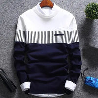 Herren Strickpullover mit Streifen und Colourblock-Design – Matteo