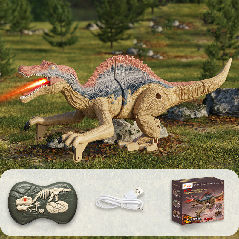 Spielzeug Dino | Ferngesteuert Lebensecht Interaktiv Nebel Effektvoll-Velociraptor 22cm - Braun-Luzern Mode