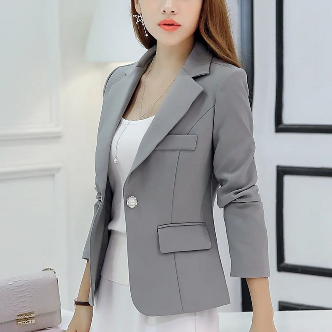 Eleganter Damenblazer für Büro und Freizeit - Modetrend 2023-Grau-S-Luzern Mode