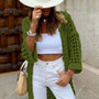 Boho Strickjacke Damen - Lässiger Häkel-Cardigan Outfit-S-Olivgrün-Luzern Mode