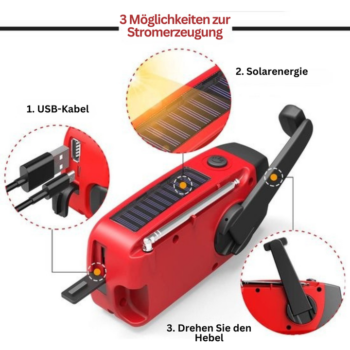 Notfallradio | Vielseitig Powerbank Taschenlampe USB-C Wetterstation Langlebig-Luzern Mode
