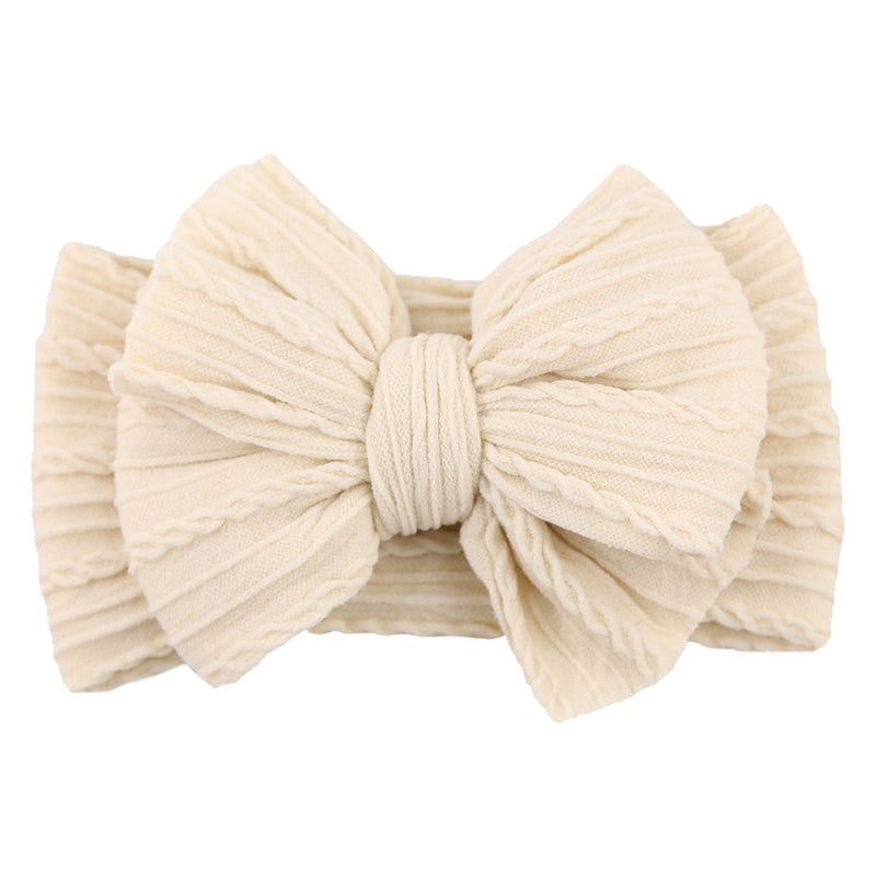 Baby Stirnband mit Schleife - Weiches Kopfband für Mädchen-Ivory-Luzern Mode
