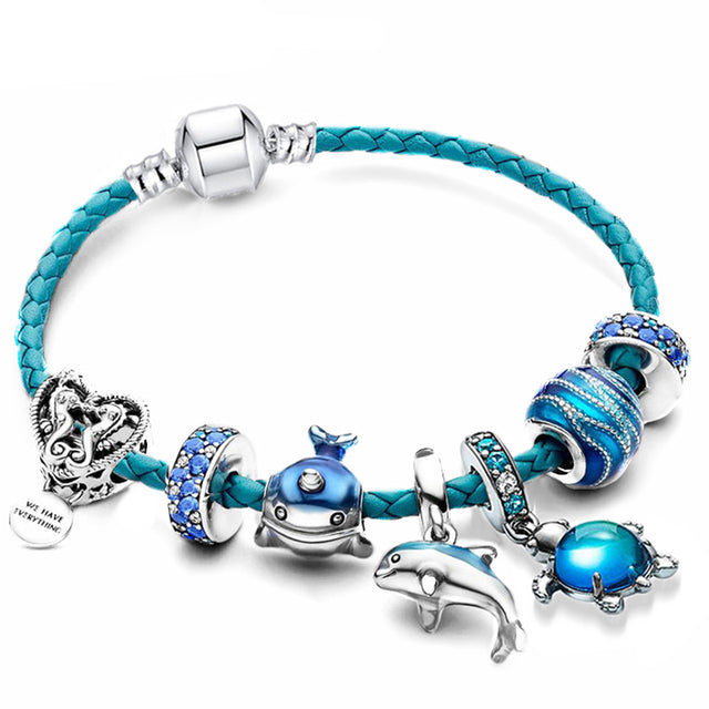 Armband für Damen | Maritime Charms | Silber | Leder | Stilvoll | Schmuck-Luzern Mode