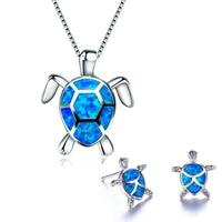 Schmuckset für Damen | Halskette | Ohrringe | Silber | Opal | Schildkröte-Luzern Mode