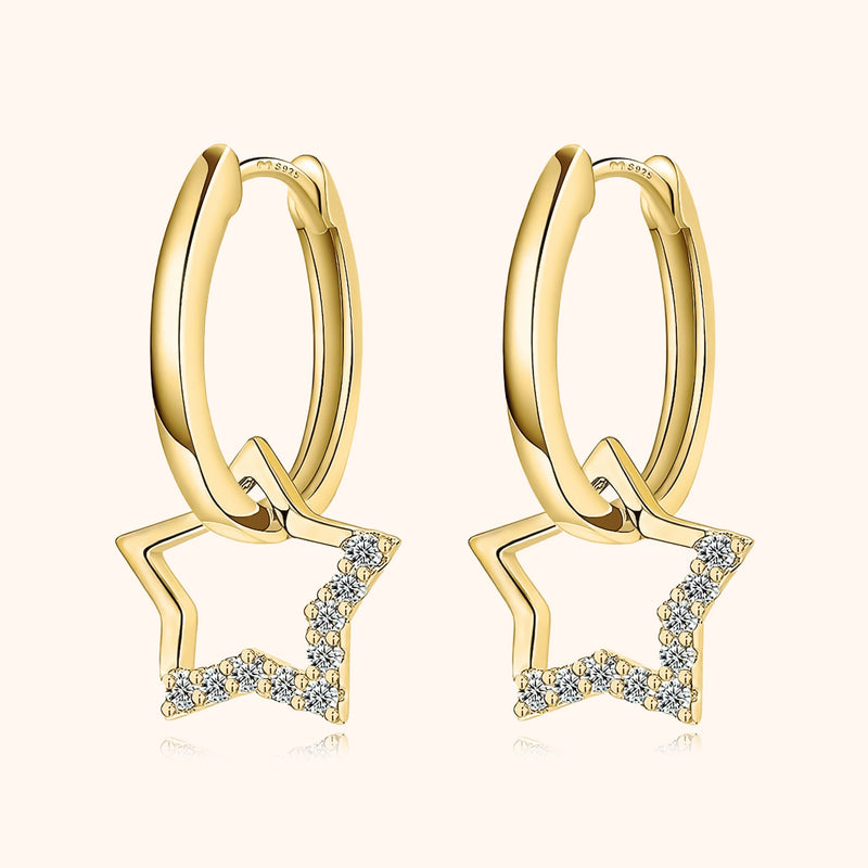 Ohrringe mit Sternanhängern | Silber Creolen Gold Zirkonia Stilvoll-Gold-Luzern Mode