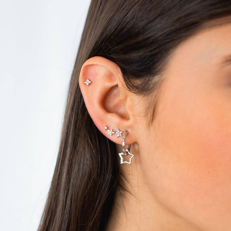 Ohrringe mit Sternanhängern | Silber Creolen Gold Zirkonia Stilvoll-Luzern Mode