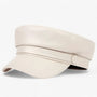 Damen Schiebermütze | PU-Leder | Oktagonal | Einfarbig | Verstellbar-Beige-Luzern Mode
