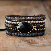 Onyx Wickelarmband | Quarz Stilvoll Heilend Vielseitig Handgemacht-Luzern Mode