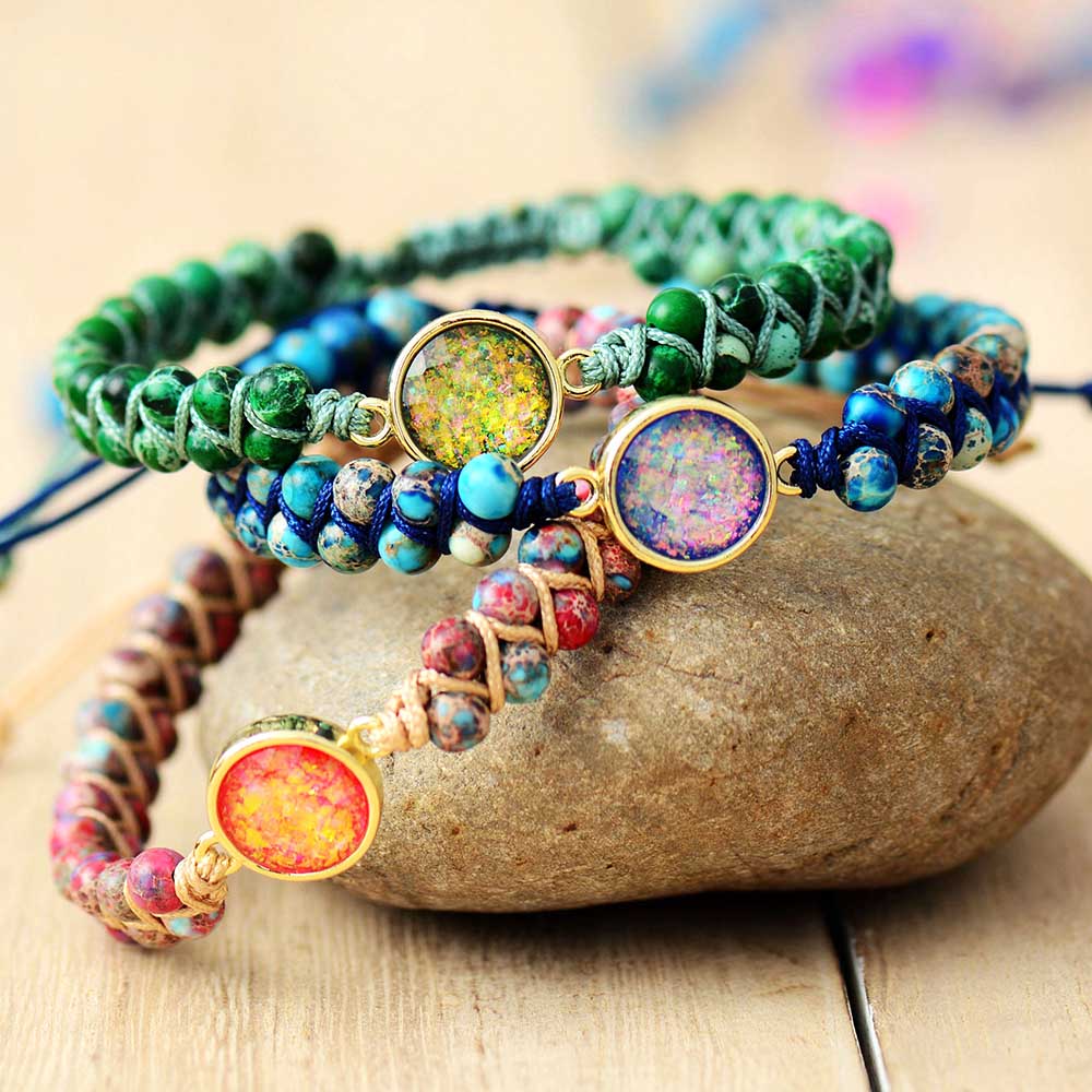 Edelstein-Armband | Opal Jaspis Erde Beruhigend Stilvoll Langlebig-Luzern Mode