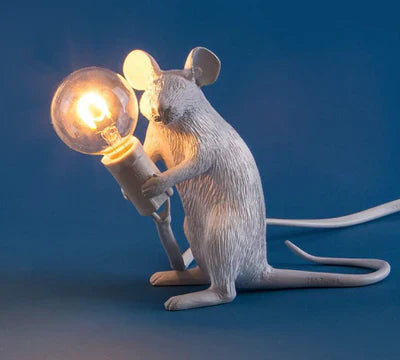 Mäuselampe | Originell Stilvoll Verspielt Vielseitig Stimmungsvolles Licht Langlebig-Sitzende Maus / Weiß-Luzern Mode