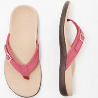 Damen Flip-Flops | Orthopädisch | Veganes Leder | Rutschfest | EVA-Schaum-35-Rosa-Luzern Mode