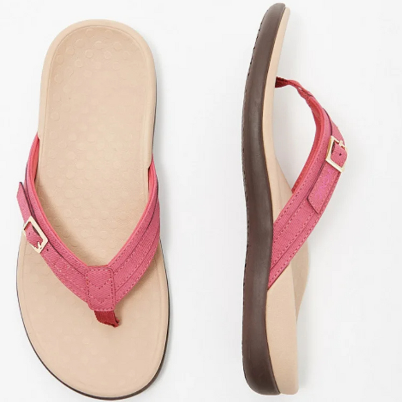 Damen Flip-Flops | Orthopädisch | Veganes Leder | Rutschfest | EVA-Schaum-35-Rosa-Luzern Mode