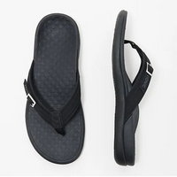 Damen Flip-Flops | Orthopädisch | Veganes Leder | Rutschfest | EVA-Schaum-35-Schwarz-Luzern Mode