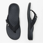 Damen Flip-Flops | Orthopädisch | Veganes Leder | Rutschfest | EVA-Schaum-35-Schwarz-Luzern Mode