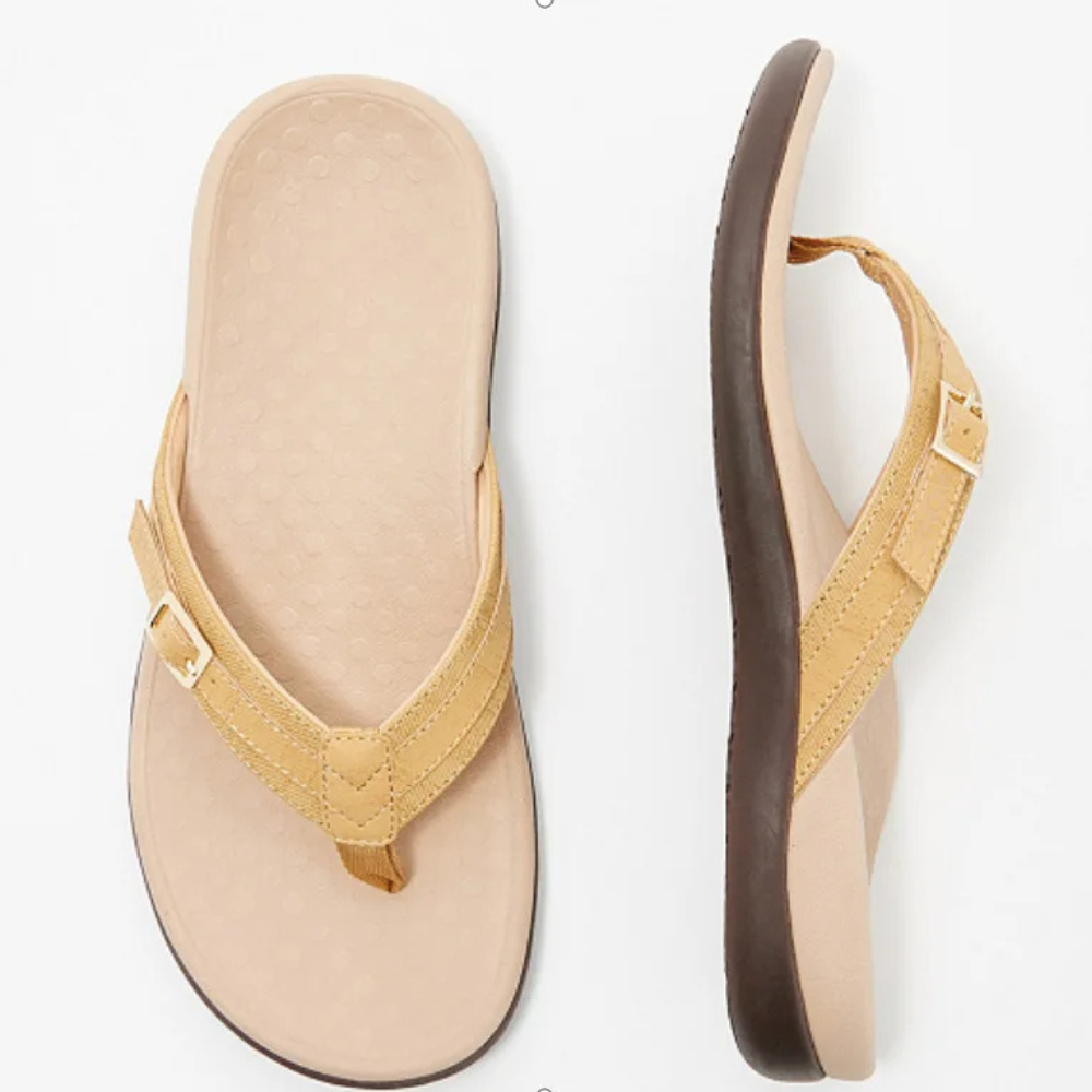 Damen Flip-Flops | Orthopädisch | Veganes Leder | Rutschfest | EVA-Schaum-Luzern Mode