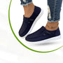 Damen Freizeitschuhe | Orthopädische | Slip-On | Einfarbig | Luftig-Navy blau-36-Luzern Mode