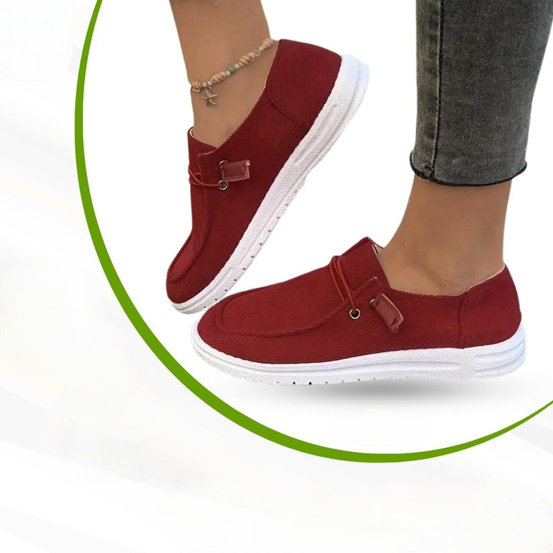 Damen Freizeitschuhe | Orthopädische | Slip-On | Einfarbig | Luftig-Rot-36-Luzern Mode