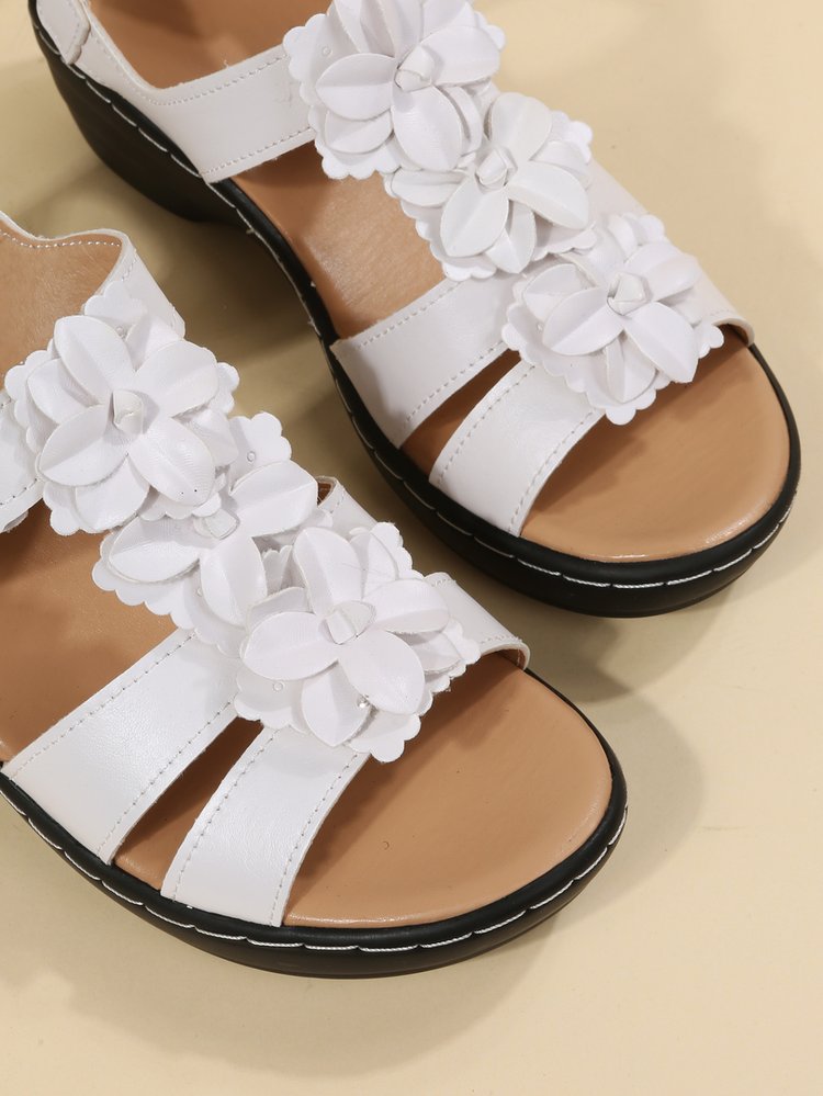 Orthopädische Sandalen Damen | Sommer | Bequem | Retro | Blumen | Keil-Luzern Mode