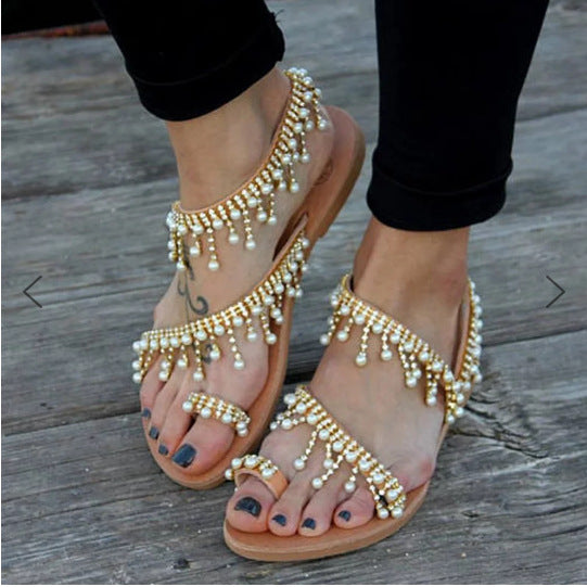 Orthopädische Damen-Sandalen mit Perlenakzent – Amara
