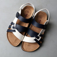 Lernende Damen Sandalen | Verstellbar | Riemchen | Offenes Design | Nachhaltig-Blau Weiß-35-Luzern Mode