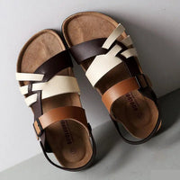 Lernende Damen Sandalen | Verstellbar | Riemchen | Offenes Design | Nachhaltig-Weiß Braun-35-Luzern Mode
