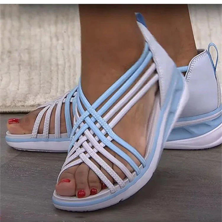 Damen Sommerschuhe | Orthopädisch | Schnell trocknend | Leicht | Keilabsatz-Blau-35-Luzern Mode