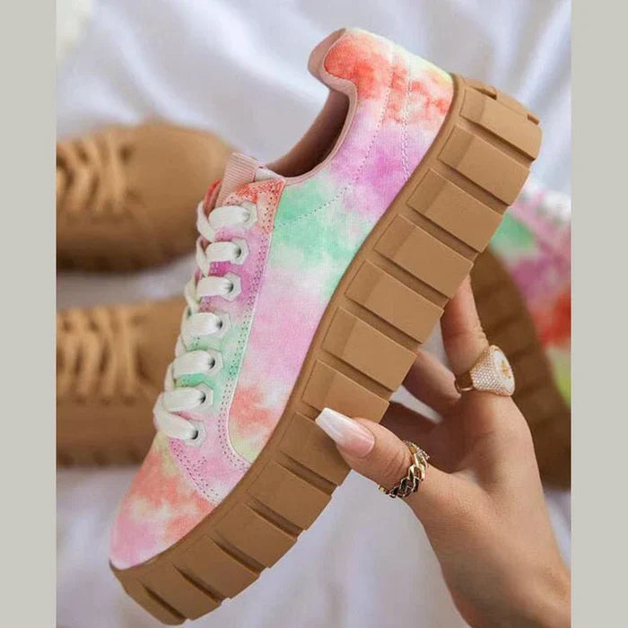 Damen Sneakers | Orthopädisch | Plateau-Sohle | Slipper | Antirutsch-Sohle-Blume-36-Luzern Mode