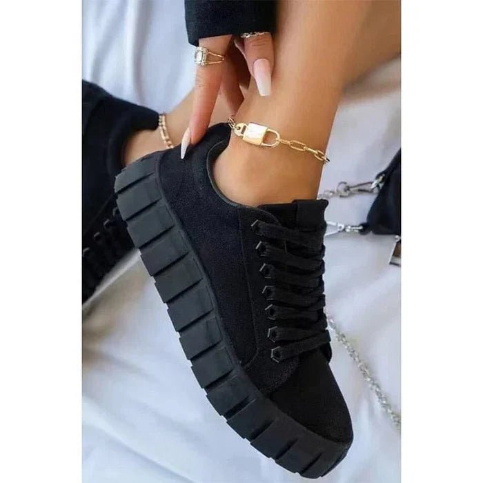 Damen Sneakers | Orthopädisch | Plateau-Sohle | Slipper | Antirutsch-Sohle-Eben Schwarz-36-Luzern Mode