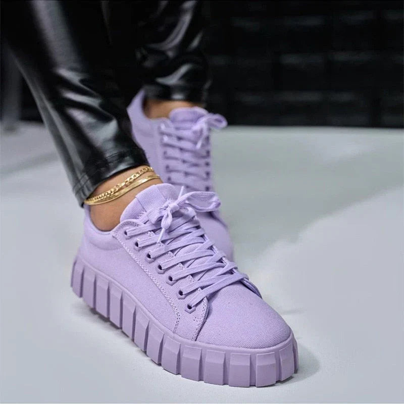Damen Sneakers | Orthopädisch | Plateau-Sohle | Slipper | Antirutsch-Sohle-Lila-36-Luzern Mode