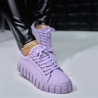 Damen Sneakers | Orthopädisch | Plateau-Sohle | Slipper | Antirutsch-Sohle-Lila-36-Luzern Mode