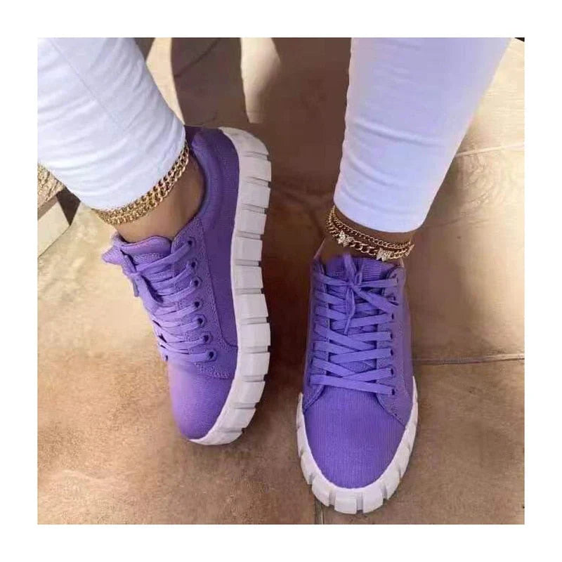 Damen Sneakers | Orthopädisch | Plateau-Sohle | Slipper | Antirutsch-Sohle-Lila Weiß-36-Luzern Mode