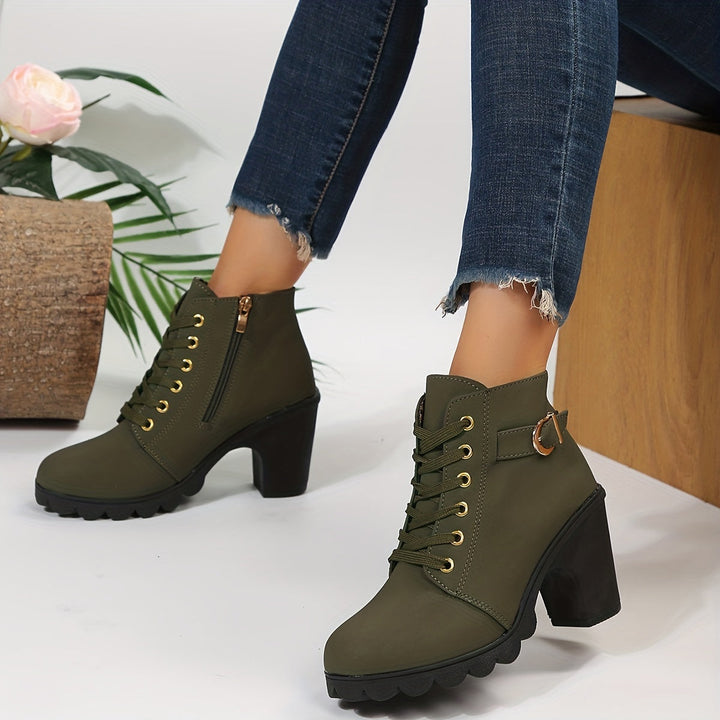 Damen Stiefeletten | Absatz | Orthopädisch | Reißverschluss | Schnürung | Rutschfest-Luzern Mode