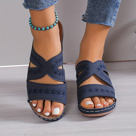 Damen Sandalen | Gelpolsterung | Verstellbar | Rutschfest | Gummi | Absatz-Luzern Mode