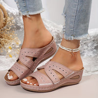 Damen Sandalen | Gelpolsterung | Verstellbar | Rutschfest | Gummi | Absatz-Rosa-35-Luzern Mode