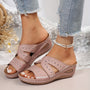 Damen Sandalen | Gelpolsterung | Verstellbar | Rutschfest | Gummi | Absatz-Rosa-35-Luzern Mode